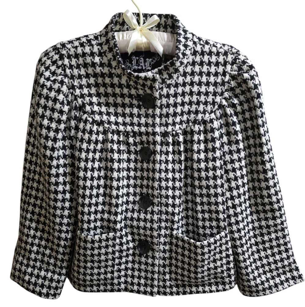 Live a Little LAL Houndstooth Jacket Size Small Wool Blend